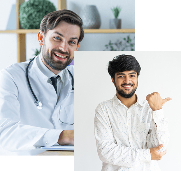 Healthcare professionals representing attentive pharmaceutical service